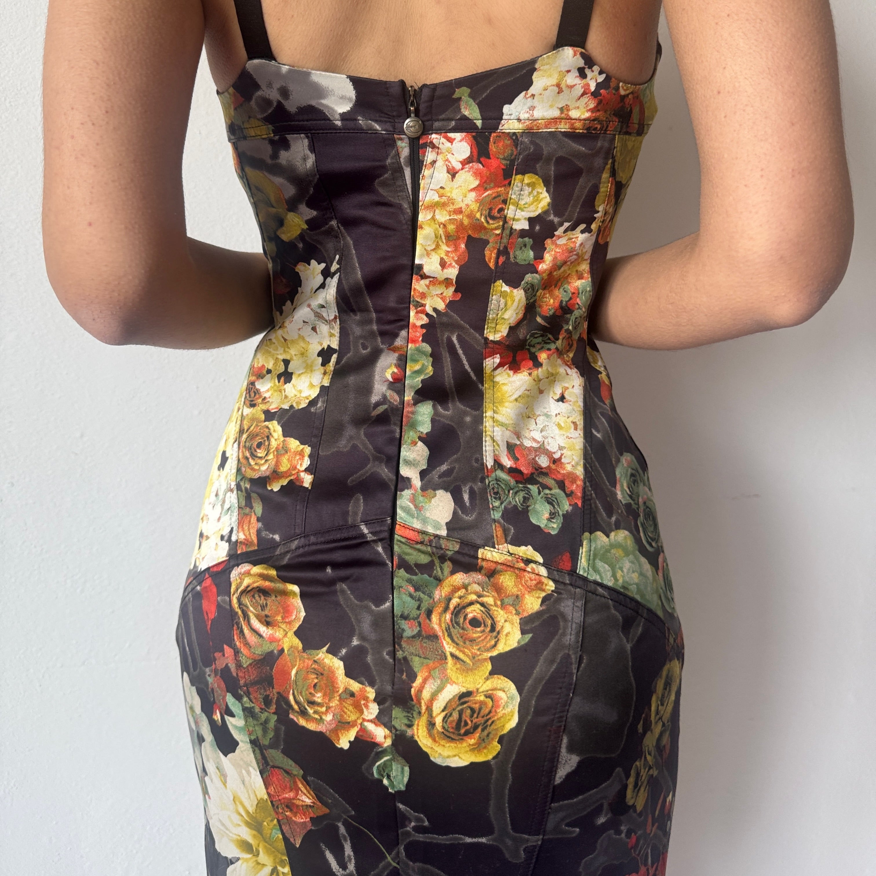 JUST CAVALLI ORIENTAL FLOWERS RARE SILK DRESS 2000’s